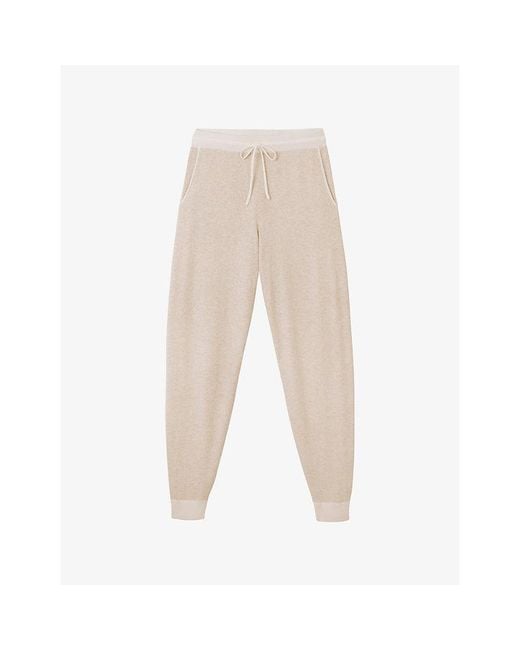 The White Company Natural Contrast-Trim Drawstring-Waistband Wool-Blend Jogging Bottoms