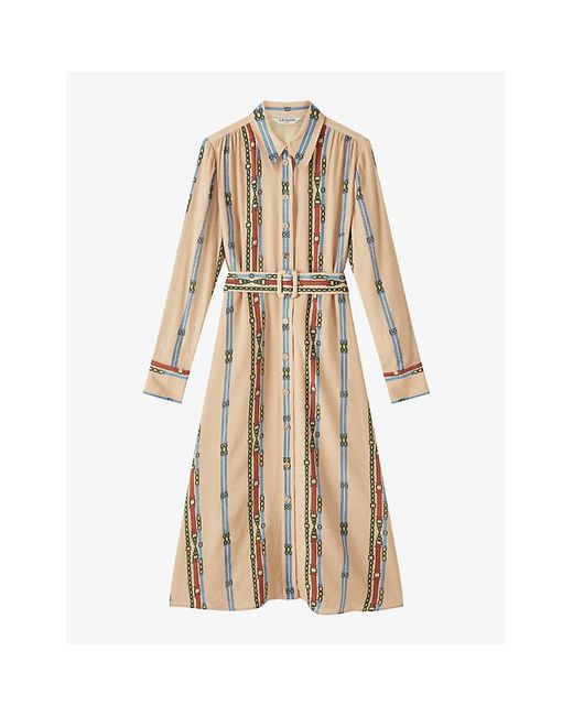 L.K.Bennett Natural Kate Archive-print Woven Midi Dress