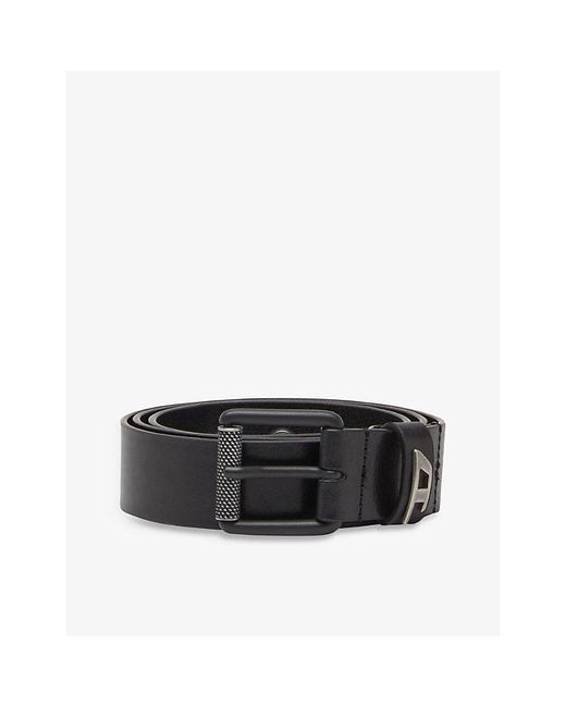 DIESEL Black B-Dave Ii Monogram Leather Belt for men