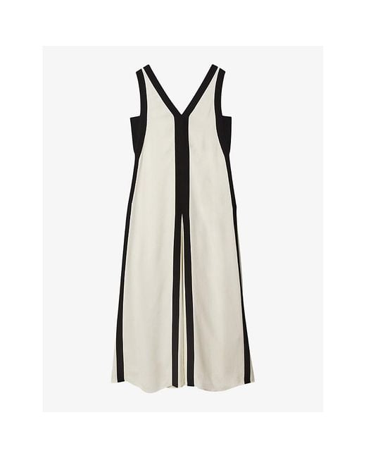 Reiss Black Rae Colour-block Relaxed-fit Woven Maxi Dress