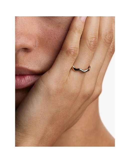 Astrid & Miyu Metallic Ripple-Plated Sterling Band Ring