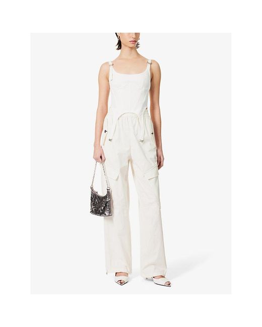 Dion Lee White Combat Corseted Cotton-jersey Top