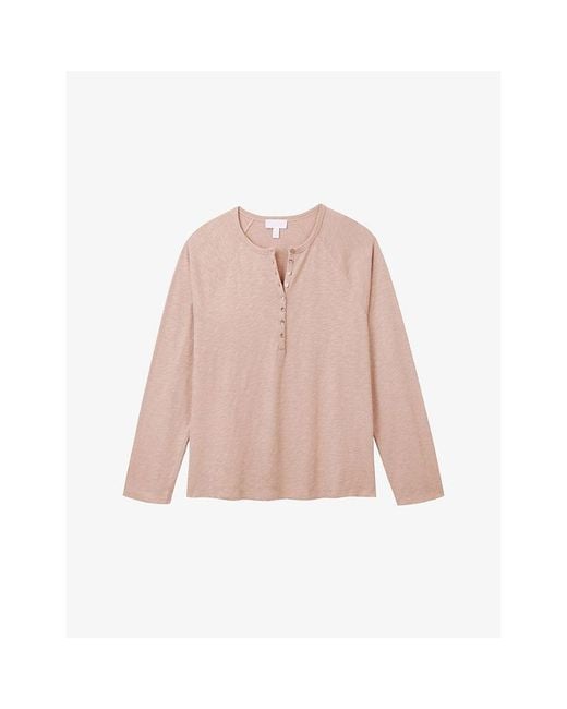 The White Company Pink Relaxed-Fit Long-Sleeve Cotton Henley Top