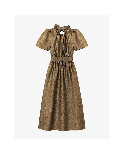 Ro&zo Natural Seraphina Puff-Sleeve Woven Maxi Dress