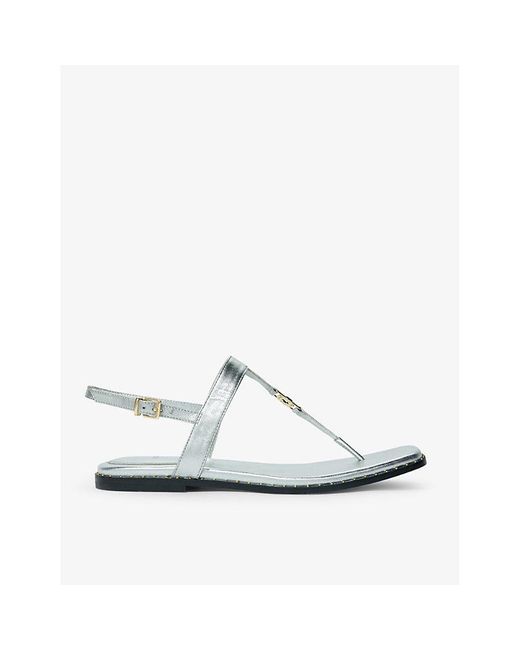 Maje White Clover-embellished Flat Leather Sandals