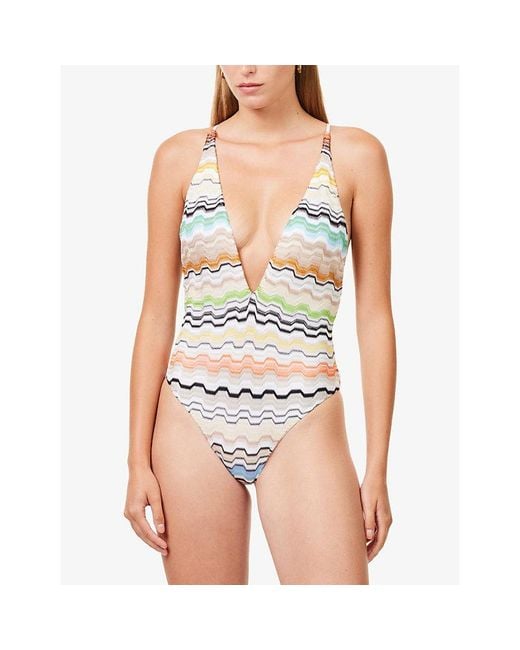 Missoni White V-Neck Cross-Back Knitted Swimsuit