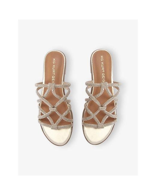 KG by Kurt Geiger White Perla Flat Woven Sandals