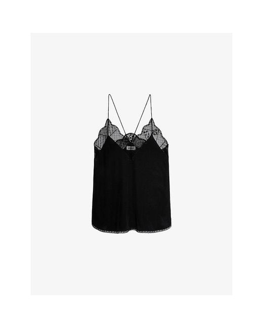 Zadig Voltaire Christy Silk Cami Top In Black Lyst UK zadig-voltaire-christy-silk-cami-top-in-black-lyst-uk