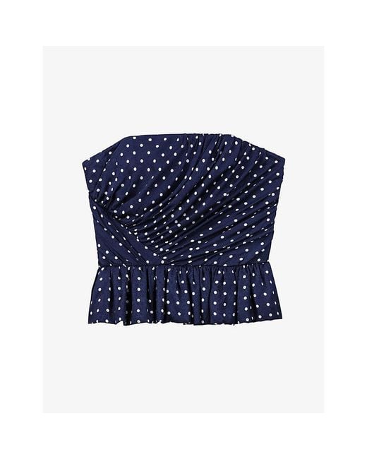 Maje Blue Polka-Dot Sleeveless Woven Top