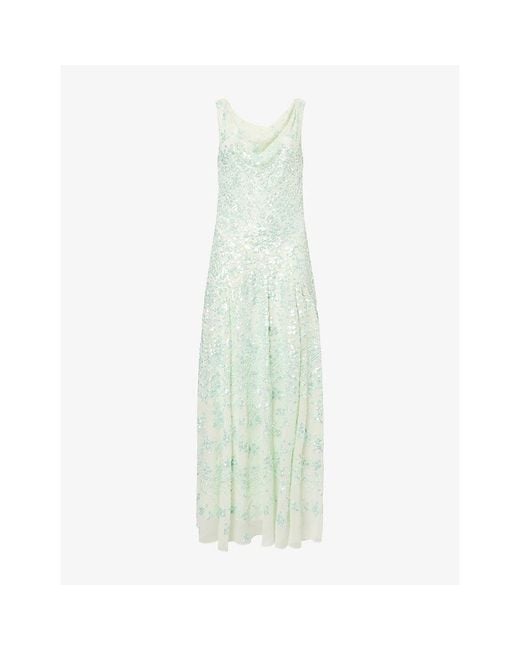 Needle & Thread Green Freya Georgette Sequin-Embellished Gown