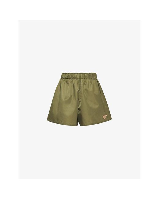 Prada Green Re-nylon Logo-plaque Recycled-nylon Shorts 1