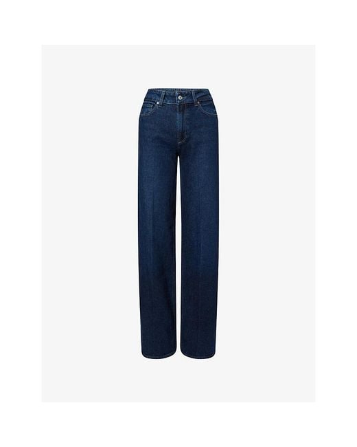 PAIGE Blue Sasha 34' Wide-Leg High-Rise Stretch-Denim Jeans