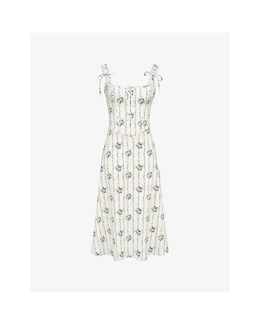 House Of Cb White Dionne Corseted Stretch-Cotton Midi Dress