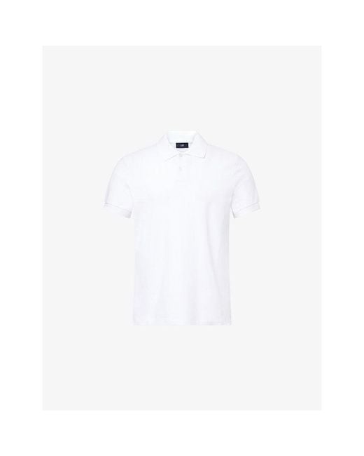 Dunhill White Ad Cypher Pique Short-Sleeve Cotton Polo Top for men