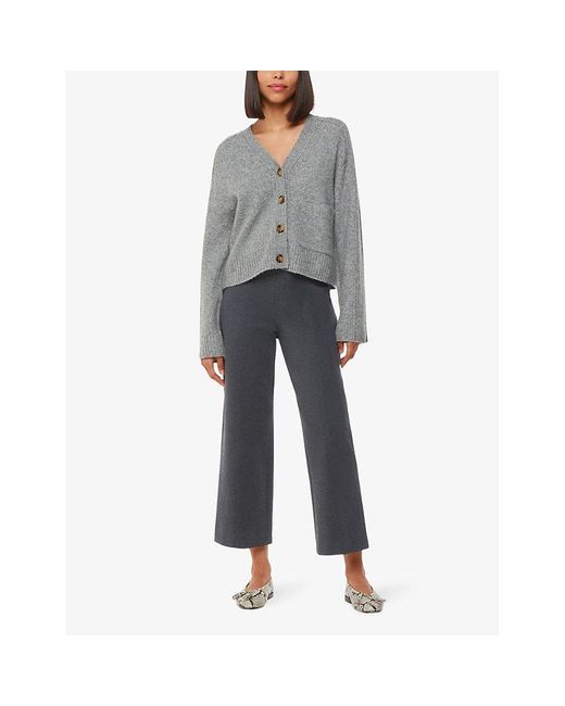 Whistles Blue Camilla Wide-Leg High-Rise Stretch-Woven Trousers
