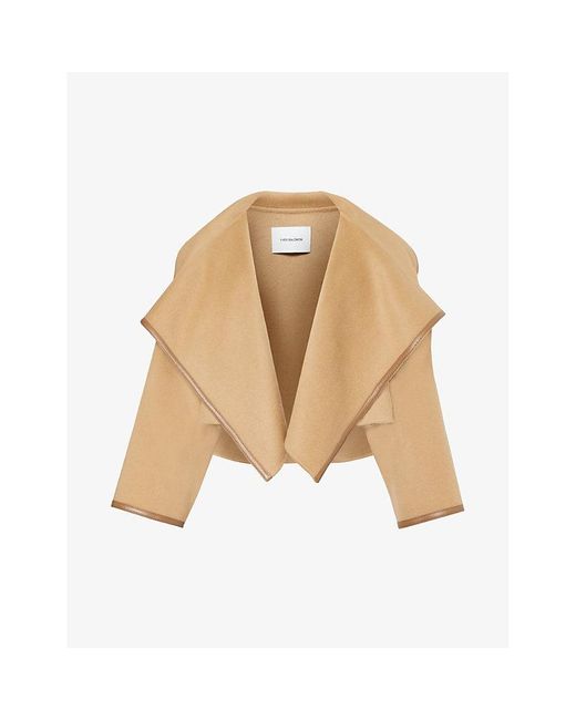 Yves Salomon Natural Spread-collar Cropped Wool And Cashmere-blend Coat