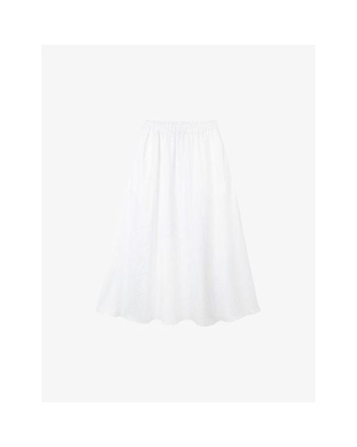 The White Company White The Company Relaxed-fit High-rise Linen Midi Skirt