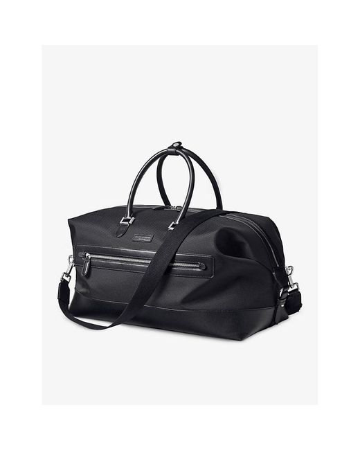 Aspinal Black Logo-embellished Woven Duffle Bag