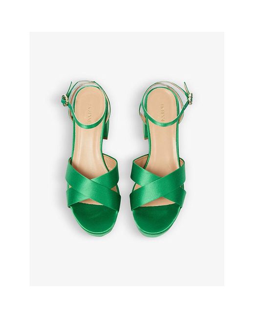 LK Bennett Royal Ascot X Lkb Amie Satin Platform Sandals in Green | Lyst