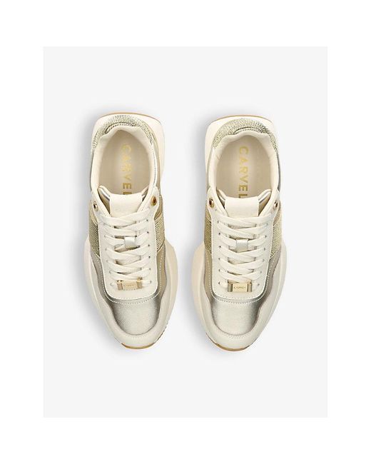 Carvela Kurt Geiger White Flare Gala Woven-panel Leather Low-top Trainers