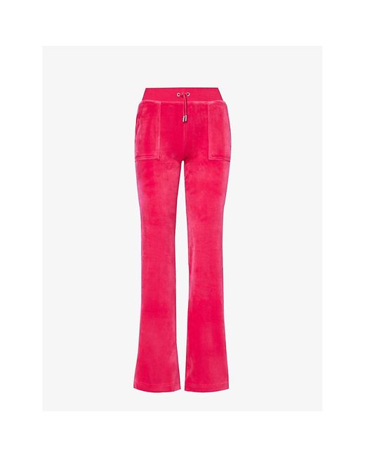Juicy Couture Pink Brand-embroidered Elasticated-waist Velour jogging Bottoms