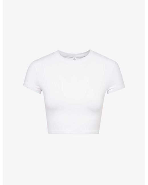 Alo Yoga White Alosoft Finesse Round-neck Stretch-woven T-shirt