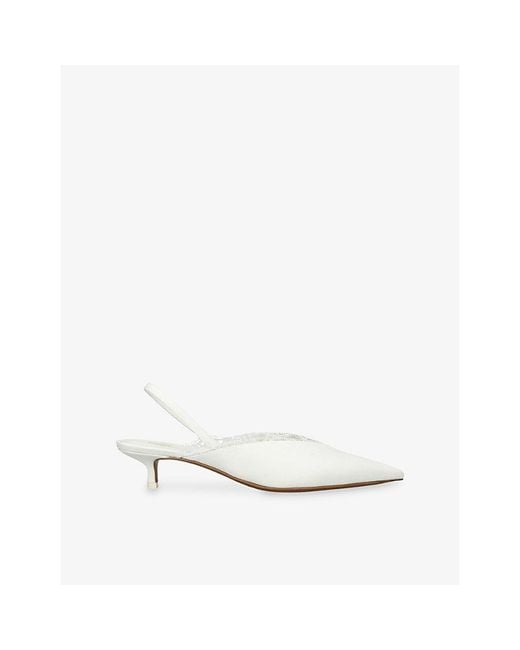 Neous White Irena Satin Slingbacks