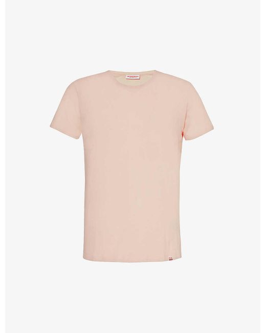 Orlebar Brown Pink Brand-tab Round-neck Cotton T-shirt for men