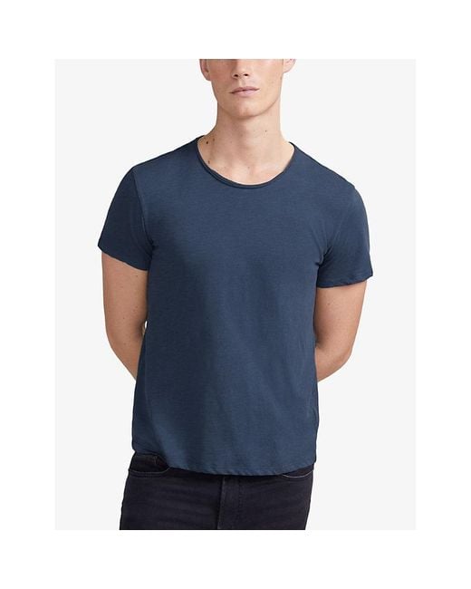 IKKS Blue Round-neck Short-sleeve Cotton T-shirt for men