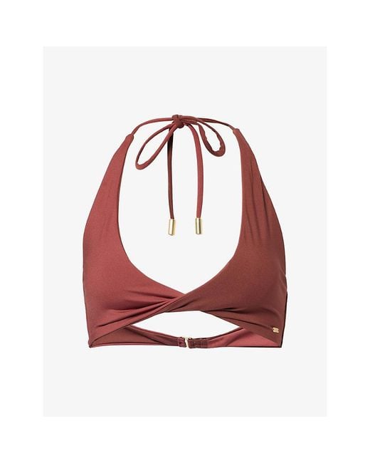 WE Are Tala Red Contrast Twist Bikini Top