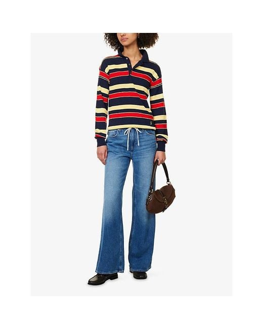 PAIGE Blue Zoey Wide-Leg Cotton-Blend Denim Jeans