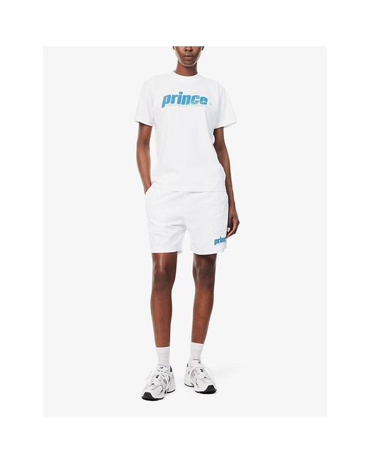 Sporty & Rich White X Prince Branded-print Cotton-jersey Shorts