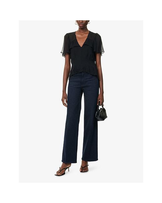 PAIGE Blue Sasha Wide-Leg Denim Jeans