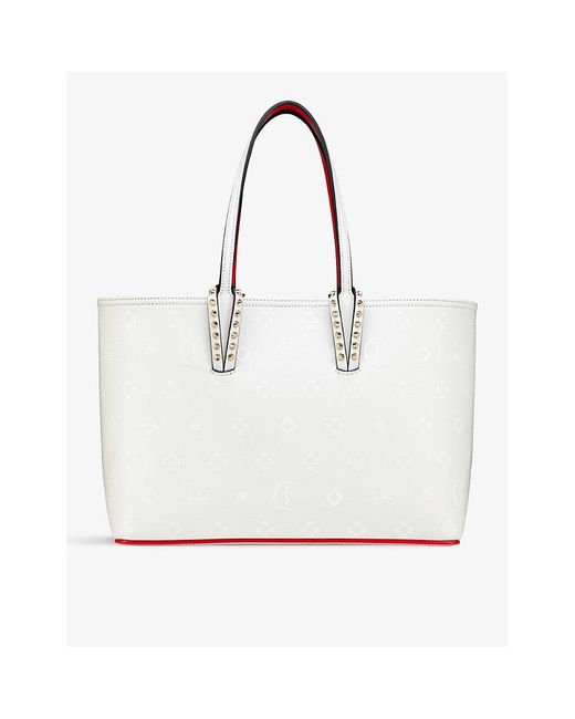 Christian Louboutin Cabata Logo-embossed Leather Tote Bag in White ...