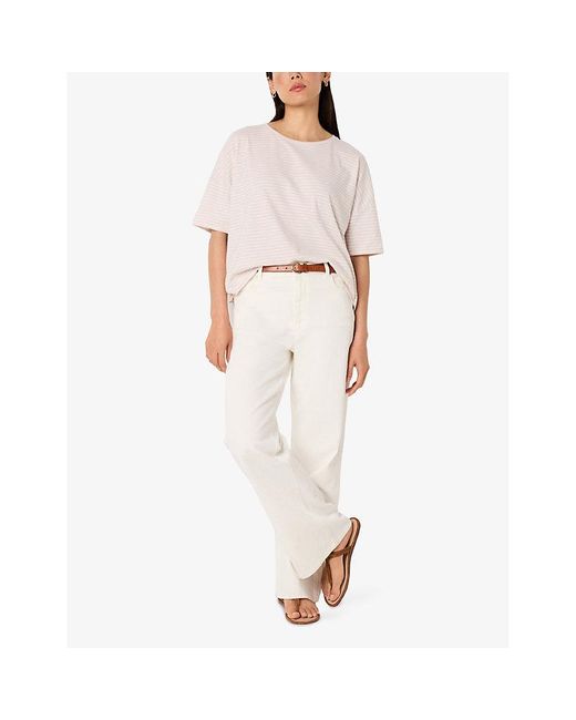 The White Company White Stripe-Print Boxy-Fit Cotton-Jersey T-Shirt