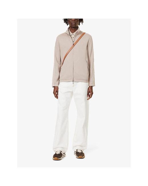 Emporio Armani White High-neck Stretch Cotton-blend Sweatshirt for men