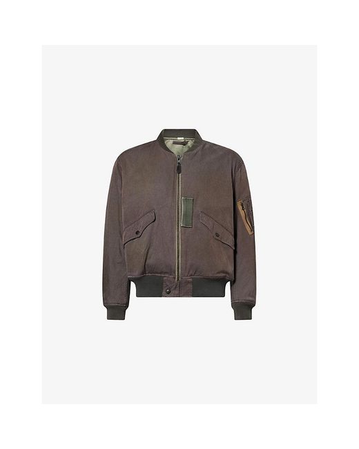 A.PRESSE Brown Patch-Pocket Padded Cotton And Silk-Blend Flight Jacket for men