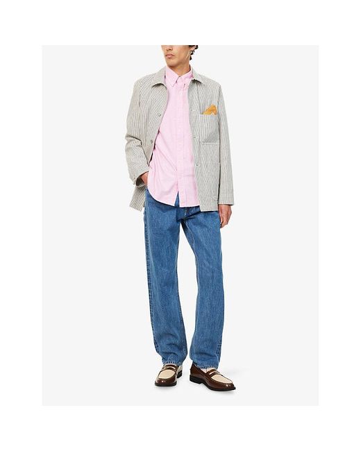 Polo Ralph Lauren Pink Logo-Embroidered Striped-Seersucker Untucked-Fit Cotton Shirt for men