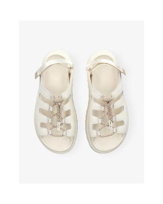 Ugg White Goldenglow Toggle Coated-Leather Sandals