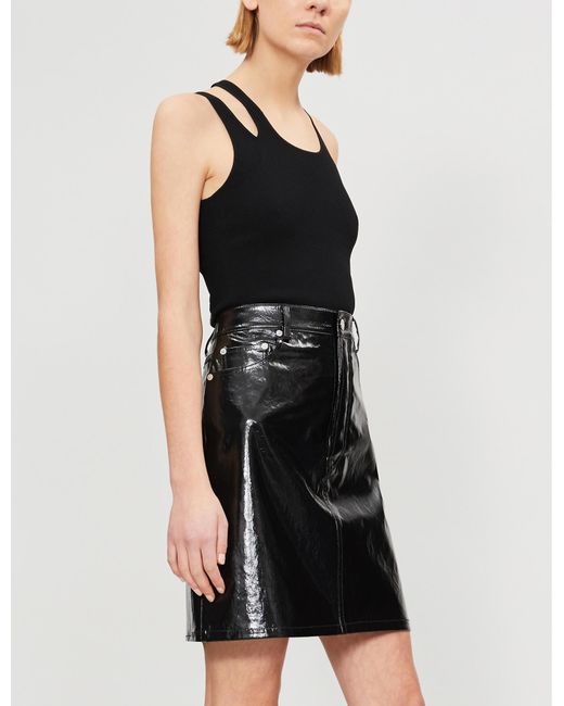 Helmut Lang High-waisted Patent-leather Skirt in Black | Lyst Canada