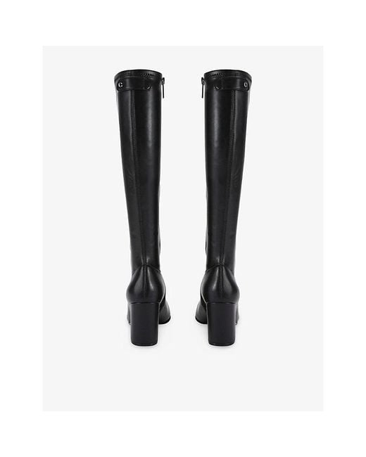 Carvela Kurt Geiger Black Strut Faux-Leather Heeled Knee-High Boots