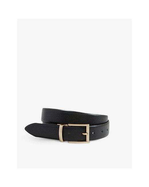 Reiss Black Ricky Reversible Leather Belt for men