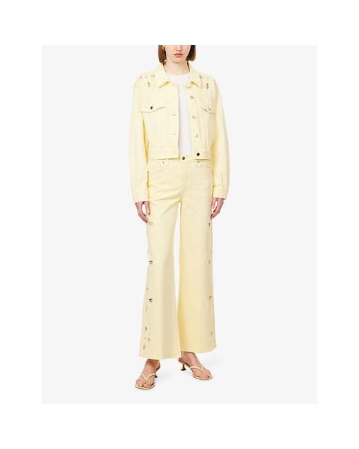 GOOD AMERICAN Yellow Good Waist Palazzo Stretch-Denim Jeans