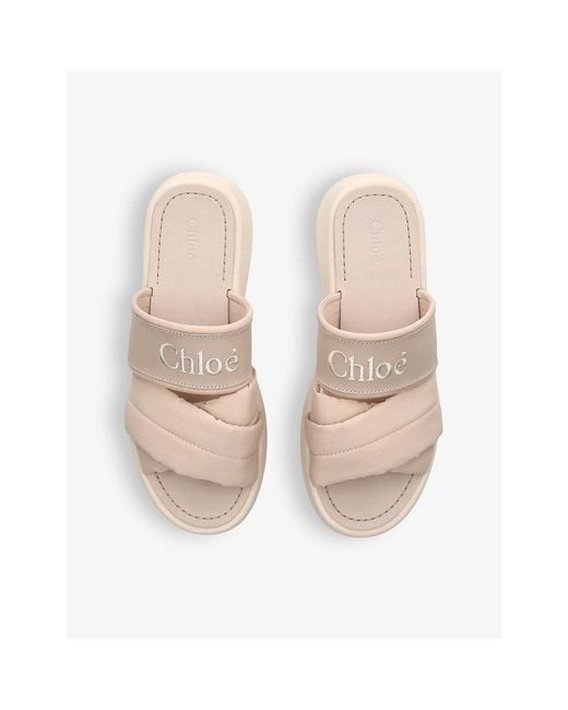 Chloé Natural Mila Logo-embellished Woven And Leather Wedge Sandals