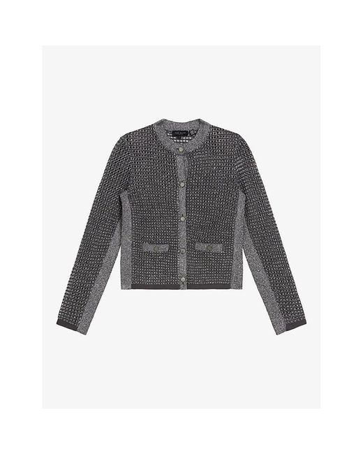 Ted Baker Gray Sallyan Metallic-knitted Jacket