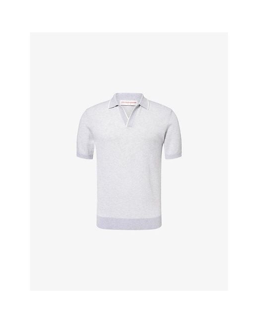 Orlebar Brown White Horton Contrast-Trim Cotton-Blend Polo Top for men
