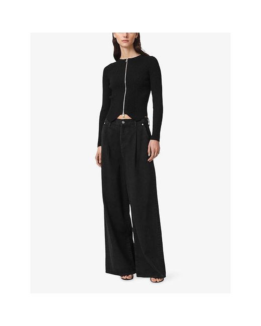 AllSaints Black Cruz Zip-Up Knitted Cardigan