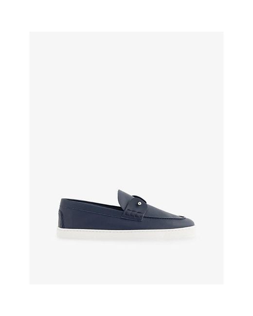 Christian Louboutin Blue Chambeliboat Leather Boat Shoes for men
