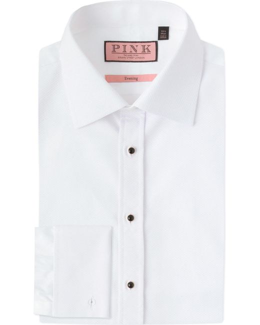 Thomas Pink White Marcella Evening Slim-fit Cotton Shirt for men