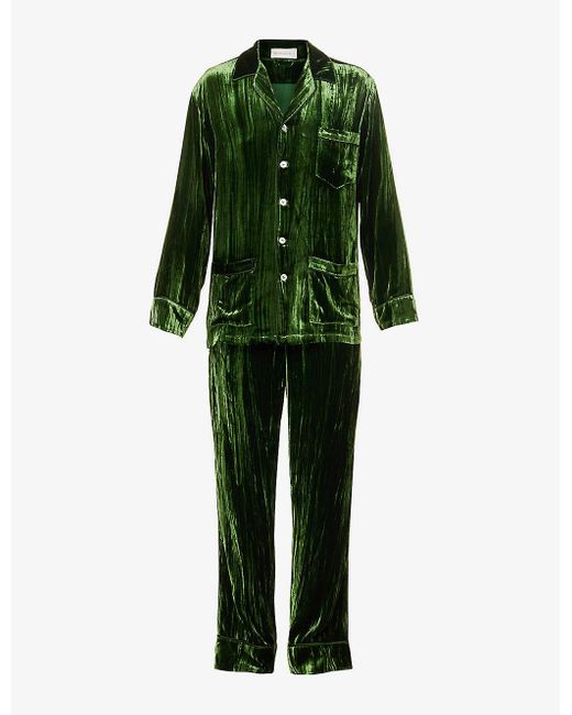 Olivia Von Halle Green Yves Regular-fit Rayon And Silk-blend Pyjama Set X